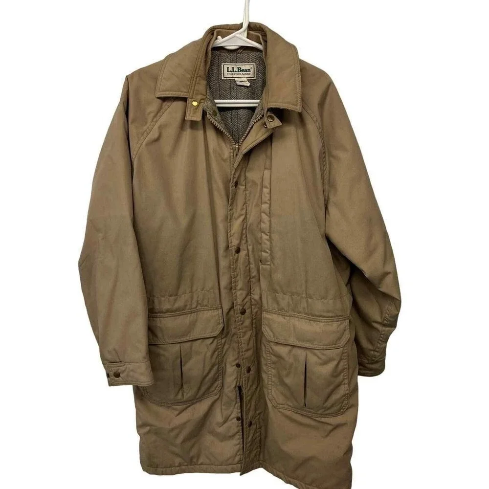 L.L. BEAN Wool Flannel Polyester Parka‎ Beige Made in USA Vintage M